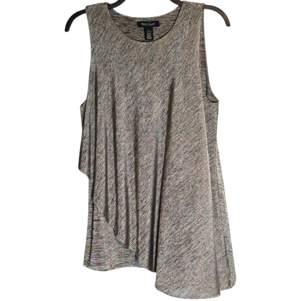 WHBM White House Black Market Tunic Blouse Women's Medium Asymmetrical Metallic